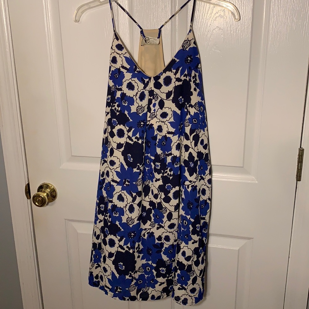 blue floral dress